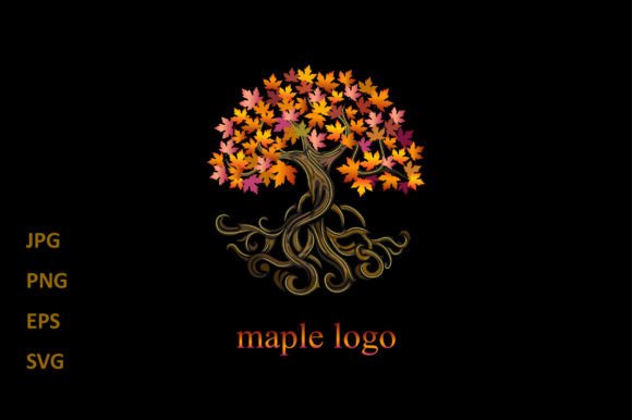 Abstract Maple Tree Logo. Human Tree Graphics