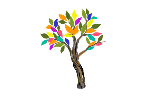Abstract Rainbow Tree Graphics and Illustrations