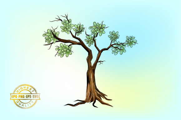 Cherry Tree Hand Drawn and Water Color Graphics