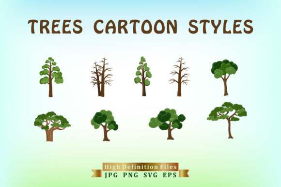 Collection of Trees Cartoon Illustration Graphics