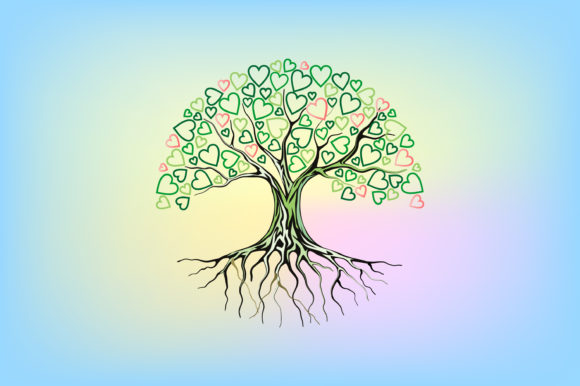 Decorative Tree Vector, Heart Leaves