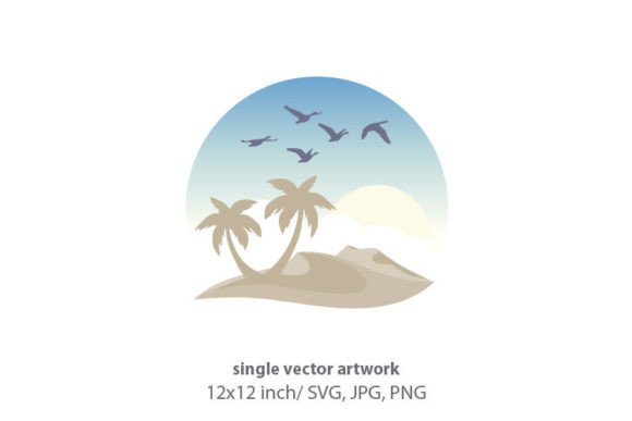 Gold Dune with Palms and Birds