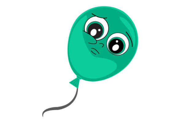 Green Balloon with Wondering Face Graphics