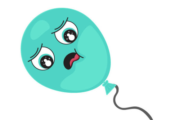 Green Balloon with Worried Face Graphics