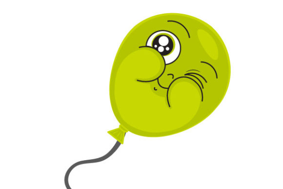 Green Winking Balloon with Cute Cheeks