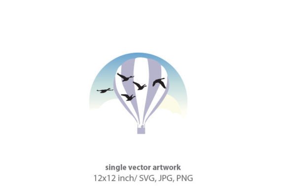 Hot Air Balloon and Flock of Birds Graphics