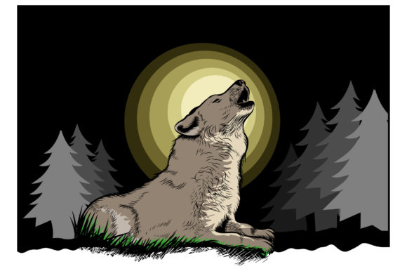 Howling Wolf on a Full Moon Night Graphics