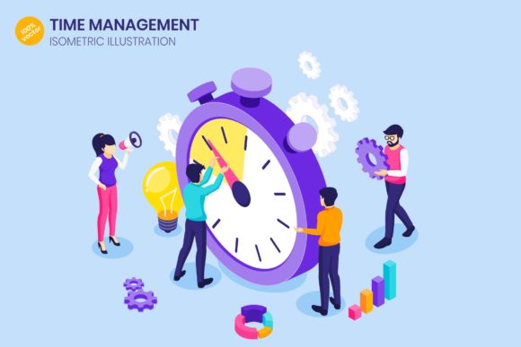 Isometric Time Management Illustration