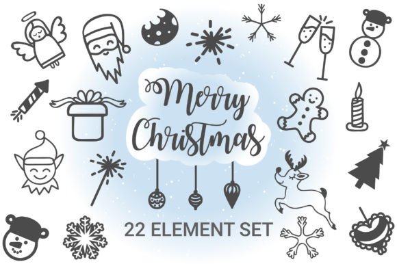 Merry Christmas Element in Doodle Set