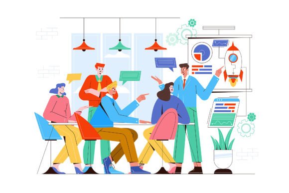 People Work in a Team Vector Concept