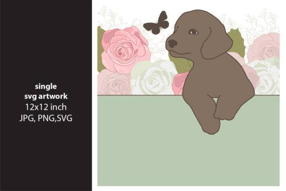 Puppy with Flowers Graphics and Illustrations