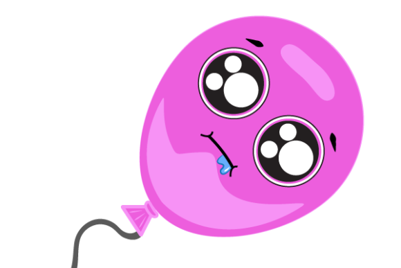 Purple Balloon with Hungry Face Graphics