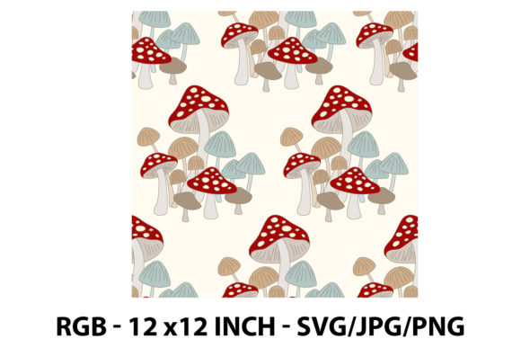 Seamless Pattern with Mushrooms
