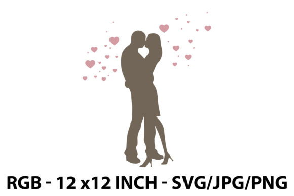 Silhouette of a Couple with Hearts: Graphics for Local Business Branding