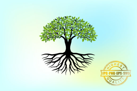 Tree and Roots Vector Logo: Graphics for Local Branding